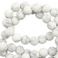 Natural stone beads round 6mm matte Howlite